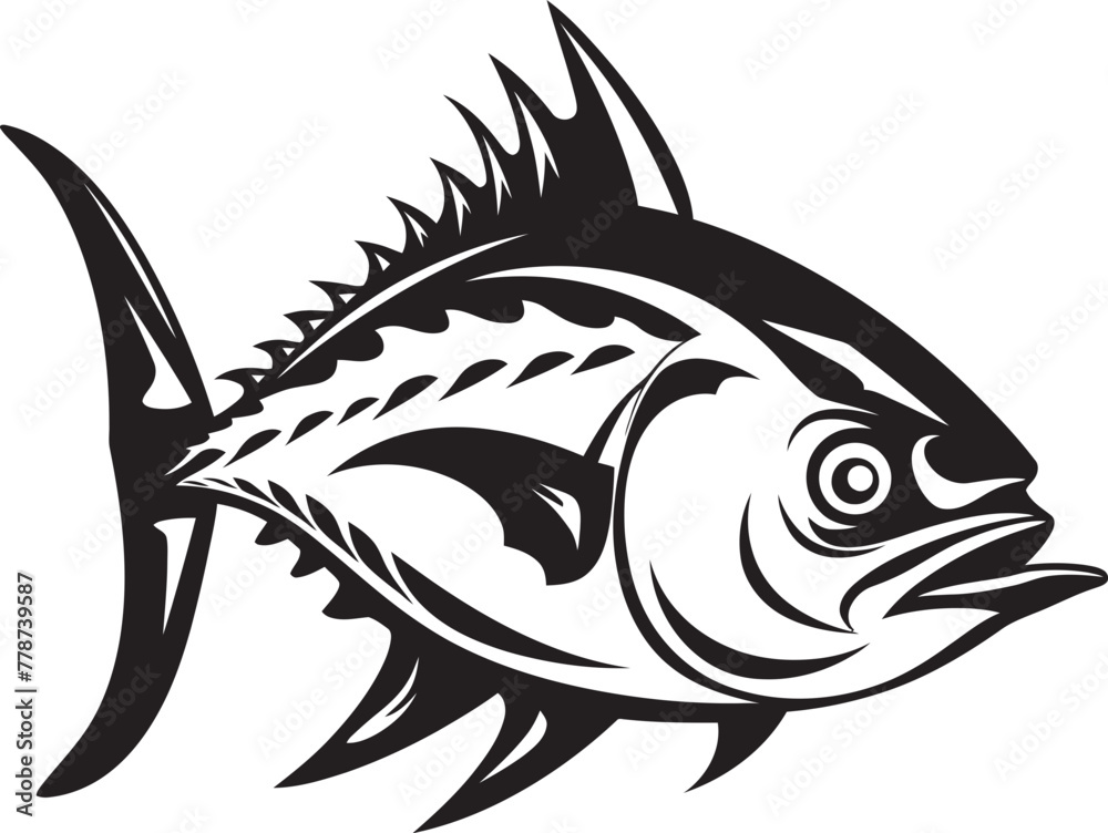 Fototapeta premium Blue Mirage Clean Tuna Fish Icon Seaside Sonata Tuna Lineart Vector