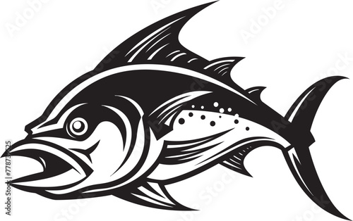 Coral Crest Tuna Lineart Logo Concept Oceanic Opus Minimalist Tuna Vector Icon