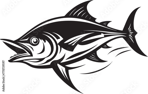 Coastal Cadence Minimal Tuna Icon Oceanic Overture Tuna Lineart Emblem