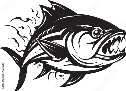 Coastal Essence Clean Tuna Fish Icon Deep Sea Symphony Tuna Lineart Vector