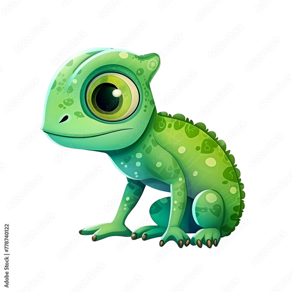Fototapeta premium cartoon chameleon looking isolated on white