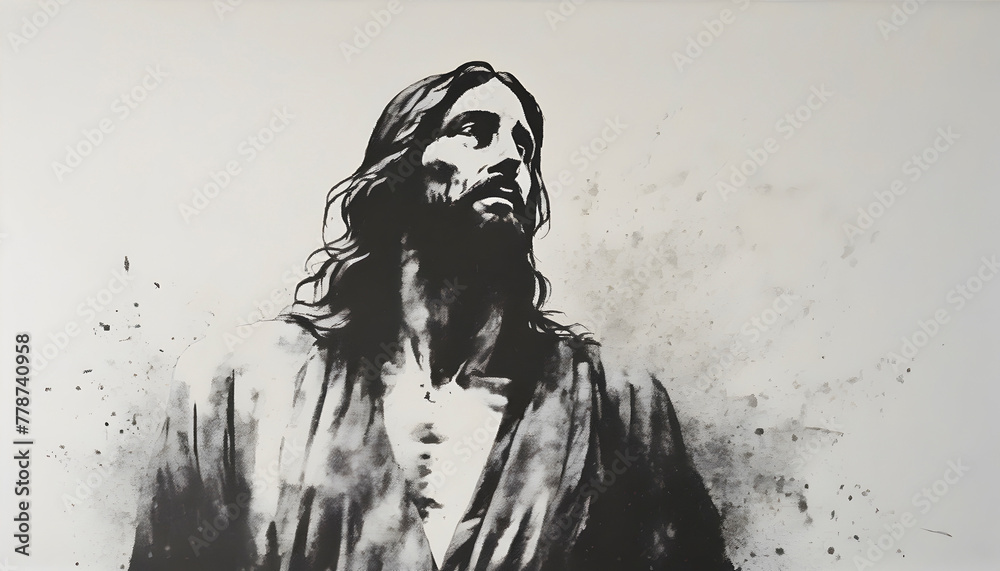 Watercolor painting of Jesus Christ in an impressionist style. Watercolor painting of Jesus Christ in an impressionist style.
