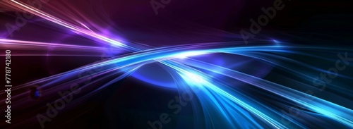 Ethereal Blue and Purple Light Streams Abstract.