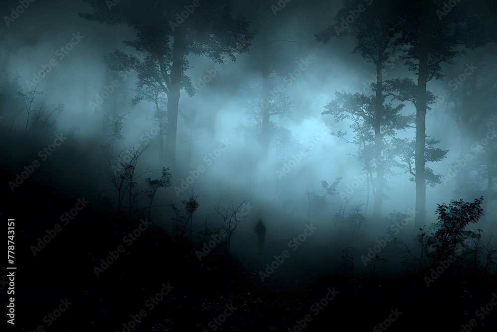 Misty Forest With Person Walking Misty Forest With Person Walking