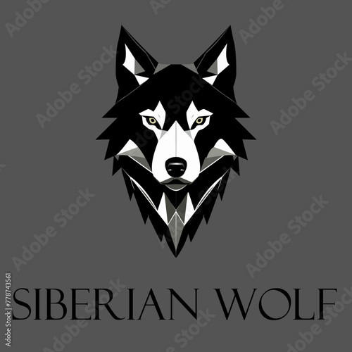 Wild Black Siberian Wolf Polygonal head illustration