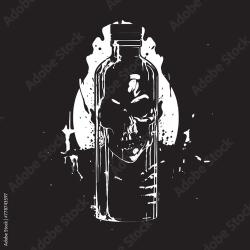 Rotgut Revelry Zombie Whiskey Bottle Vector Logo Icon Undead Distillery Zombie Holding Whiskey Bottle Vector Emblem