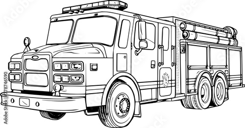 Outline Fire Truck for coloring page