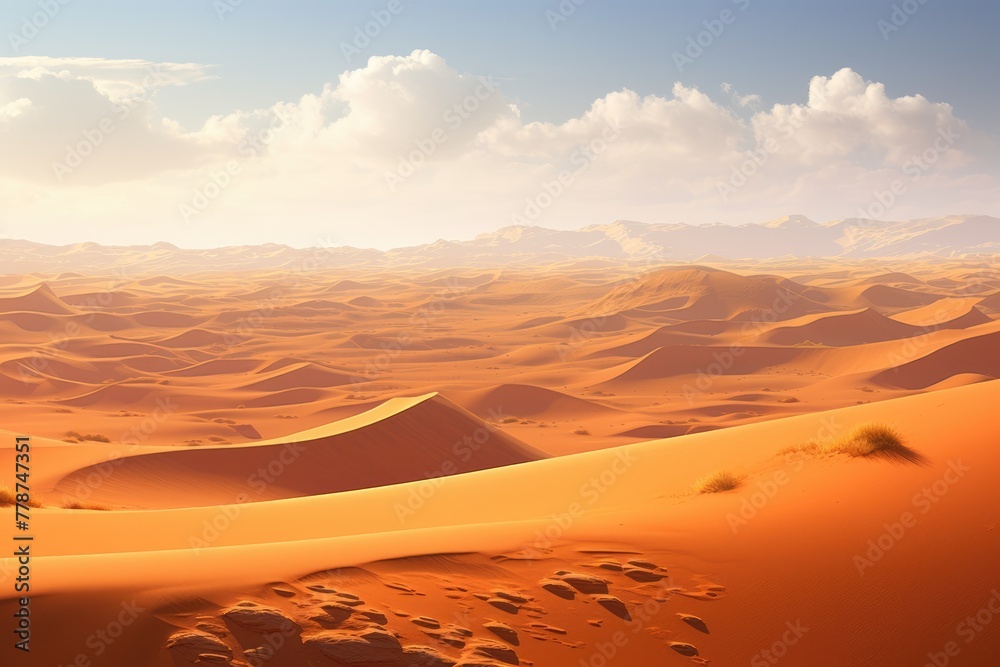 Fototapeta premium A vast expanse of the desert with rolling sand dunes, AI generated