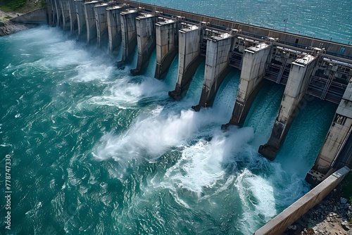 Towering Hydroelectric Dam Harnessing the Powerful Flow of a Mighty River for Renewable Energy Production