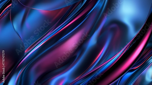  A close-up image of a smartphone, displaying vibrant hues of blue, pink, and red on its sleek, metallic surface