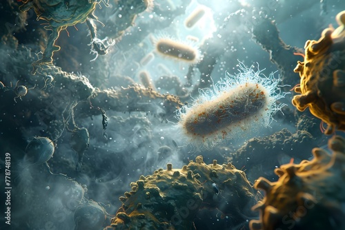 photo of pathogens such as bacteria and viruses posing threats to health and causing contagious diseases and infections among populations