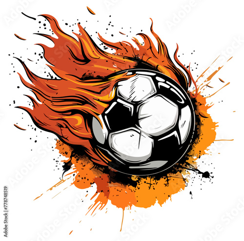 soccer ball on fire Vector illustration flaming soccer ball