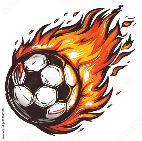 soccer ball on fire Vector illustration flaming soccer ball