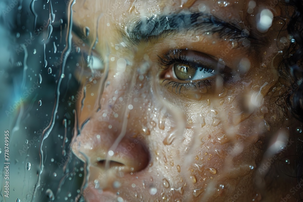 Captivating Close-up Portrait Revealing the Depth of Emotional Vulnerability and Introspection
