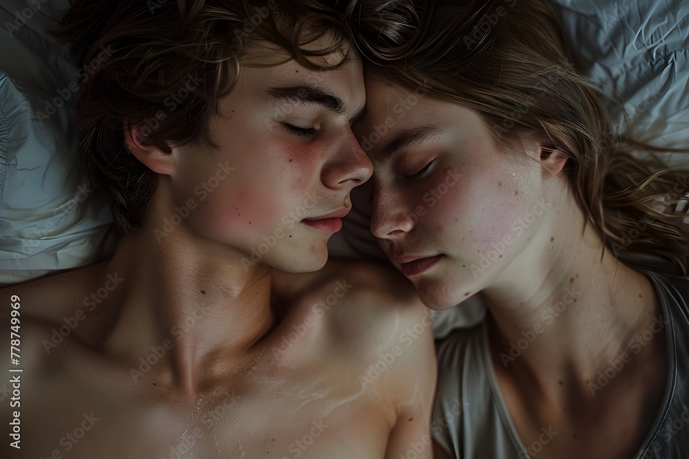 Intimate close-up captures the tender and vulnerable embrace of a couple,conveying the depth of their emotional connection and the unspoken intimacy Intimate close-up captures the tender and vulnerable embrace of a couple,conveying the depth of their emotional connection and the unspoken intimacy