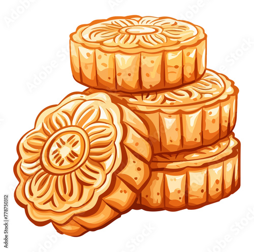 Mid Autumn Festival mooncakes stacked together