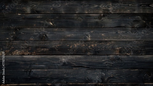 A black wooden surface with a grainy texture