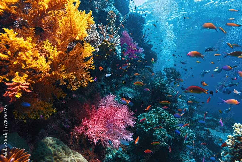 A vibrant underwater scene capturing the Great Barrier Reef in Australia , AI generated A vibrant underwater scene capturing the Great Barrier Reef in Australia , AI generated