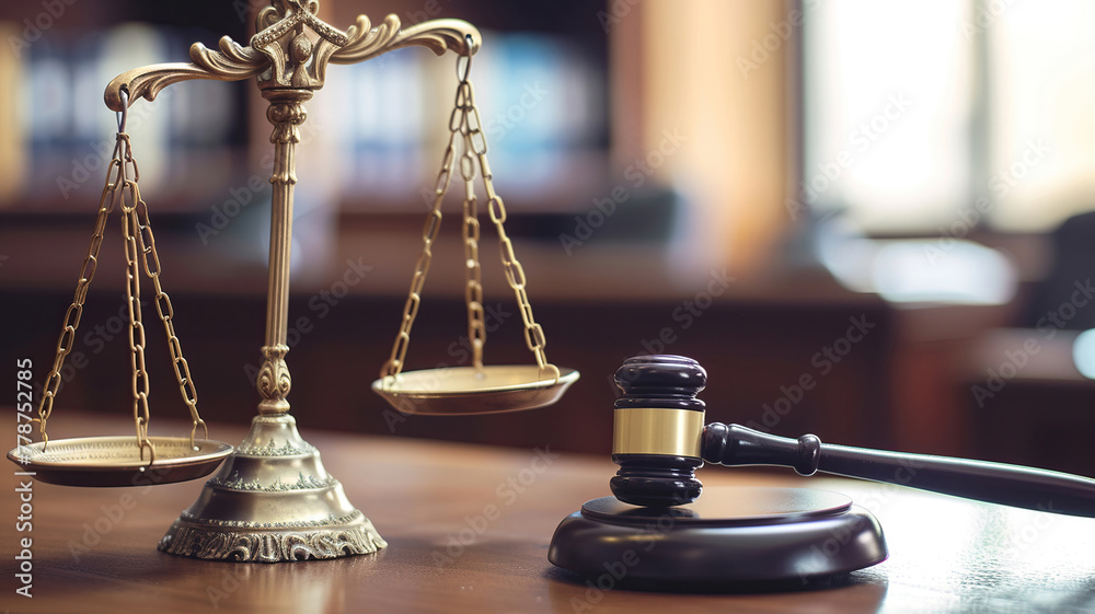 Judge gavel and Scales of Justice in the Court Hall Judge gavel and Scales of Justice in the Court Hall