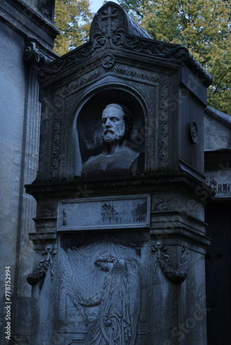 Monuments I've come across in the French cemeteries of Montparnasse and Pierre Lachaise (Paris).  Shot during days with diffuse lighting. (ID: 778752994)