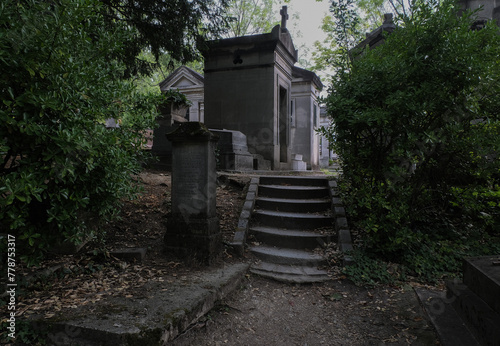 Monuments I've come across in the French cemeteries of Montparnasse and Pierre Lachaise (Paris).  Shot during days with diffuse lighting. (ID: 778753317)