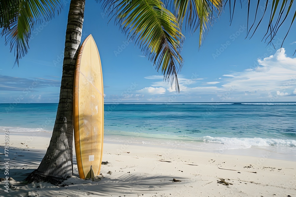 Tropical Beach with coconut Trees and windsurfing Tropical Beach with coconut Trees and windsurfing