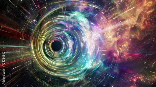 Vibrant abstract tunnel in space photo