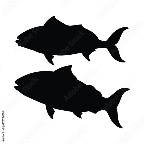 silhouette of a mahi-mahi fish on white