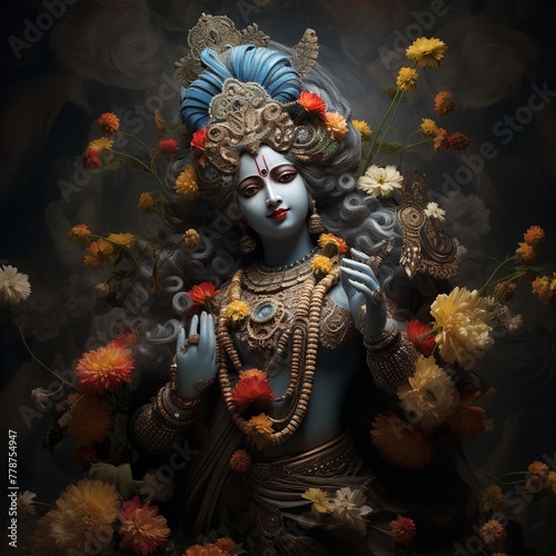 illustration of God Shreen Krishna, Generative ai