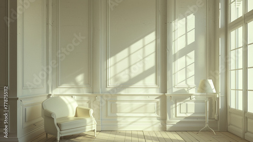 The room's monotone scheme, achieved with homogeneous paint, radiates a serene uniformity photo
