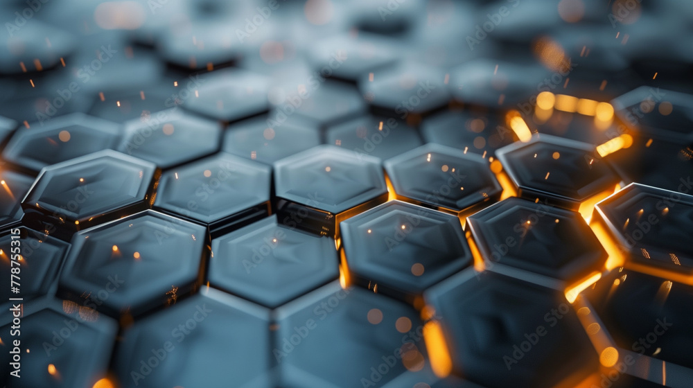 Hexagonal abstract metal background with light Hexagonal abstract metal background with light