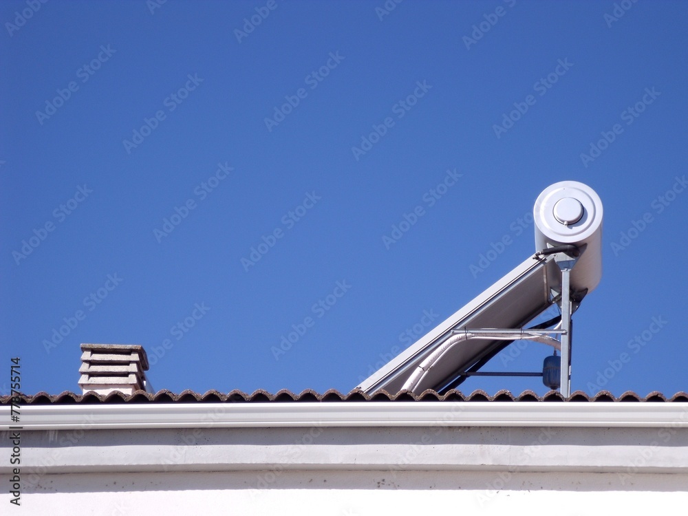 Solar hot water preparation on the roof Solar hot water preparation on the roof