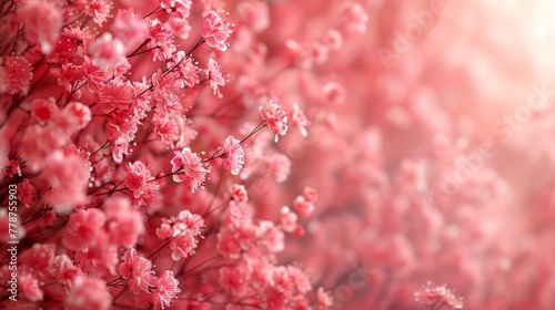  Close-up image of pink flowers against a blurred background of the same
