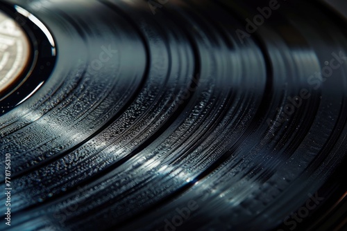 The glossy surface of a vinyl record