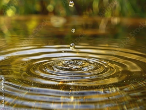 Water ripples captured at the moment of a droplets impact