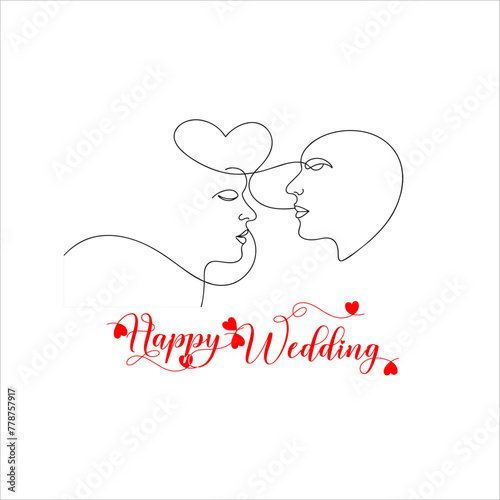 Shubh vivah and happy Wedding Decorative CalligraphyLettering design for Wedding Anniversary greetings Vector Illustration photo