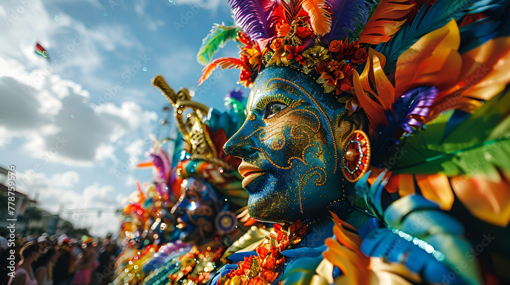 Mardi Gras parade float adorned with vibrant decorations.  generative ai 