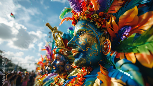 Mardi Gras parade float adorned with vibrant decorations. generative ai 