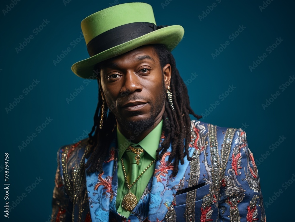 Man With Dreadlocks and Green Hat Man With Dreadlocks and Green Hat