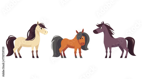 Various Cartoon Horses Colorful Illustration Set isolated © Tony A