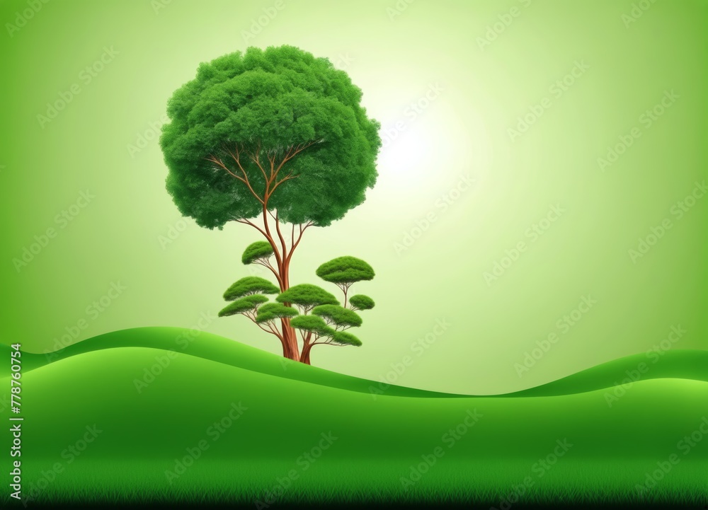 Obraz premium green tree on green background