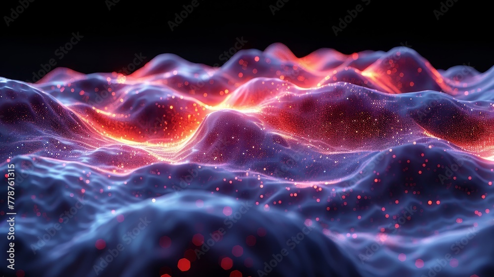    a wave with red and blue lights in its center on a black background is not feasible