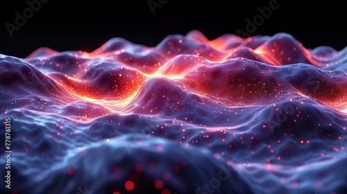    a wave with red and blue lights in its center on a black background is not feasible photo