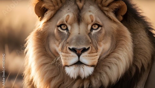 A-Close-Up-Of-A-Majestic-Lion-In-Its-Natural-Habit- photo