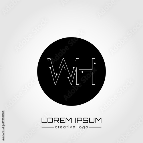 The creative logo is the letter W and H. A design element of a logo, business card, corporate sign or monogram. The idea of a thematic design