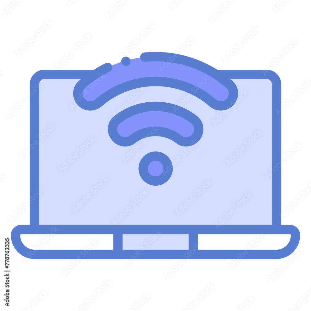laptop with internet wifi sign icon laptop with internet wifi sign icon