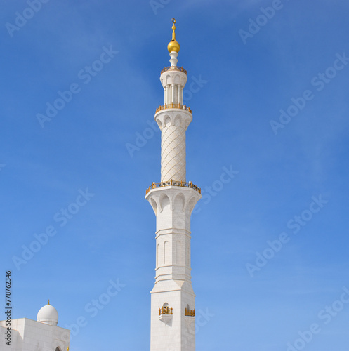 Abu Dhabi, United Arab Emirates: January 25, 2024 - Closeup view of the Dome of the Sheikh Zayed Grand Mosque, Abu Dhabi