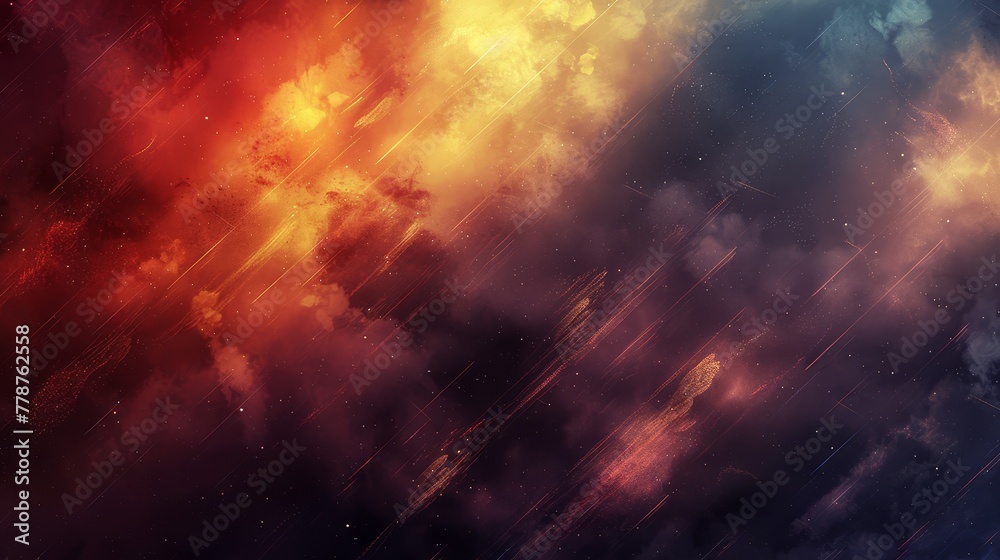   A cluster of clouds amidst a vibrant red, yellow, and blue sky