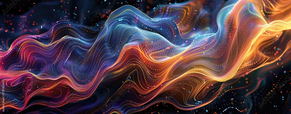 Digital Abstract Art of Neon Streams Data and Energy Stock Illustration ...