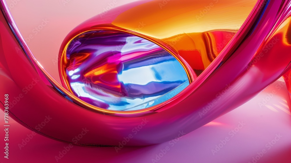 A macro shot of an object with a reflective surface centered inside, showcasing its vivid colors and the mirror image A macro shot of an object with a reflective surface centered inside, showcasing its vivid colors and the mirror image